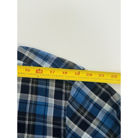 Bugatchi Shirt Mens Size L Blue Plaid Shaped Fit Button Up Long Sleeve - Picture 6 of 12